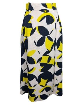 L.K. Bennett London Lina Midi Skirt – Sloan Blue Geometric Print – Size US 6